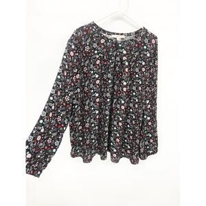 Loft Plus Womens Floral Blouse Peasant Blouse Long Sleeve Size 26